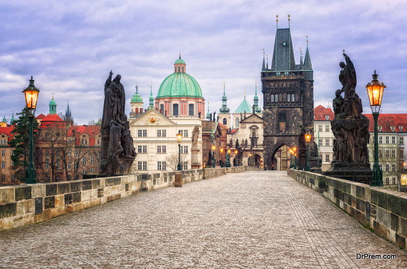 Charles bridge and the skyline of Prague, Czech Republic