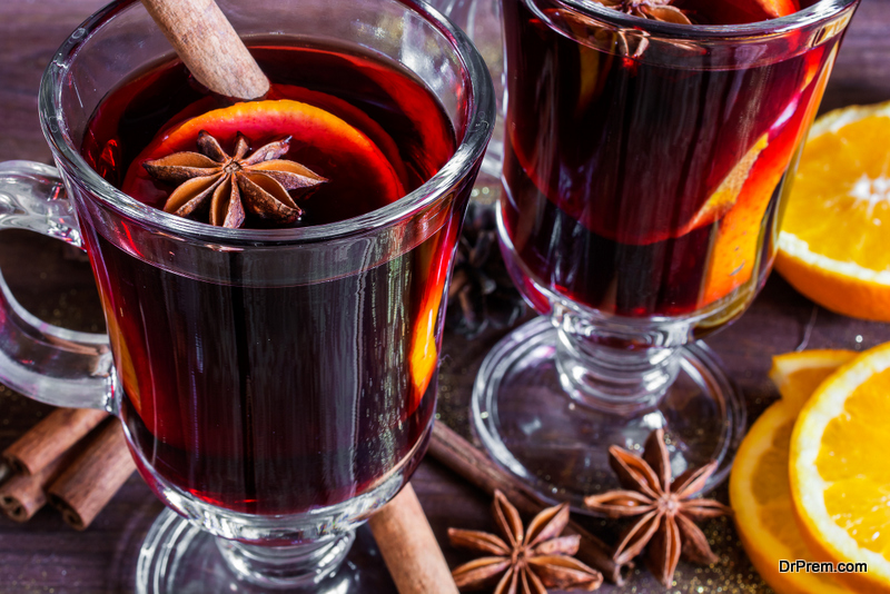 vats bubbling with mulled wine