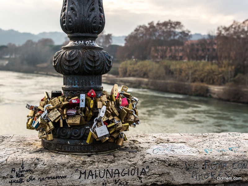 padlocks on the Ponte Milvio bridge in Rome