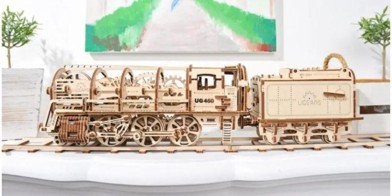 Steam Locomotive is a miniature wooden replica of a 19th-century steam locomotive