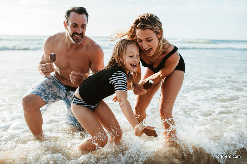 family at the beach