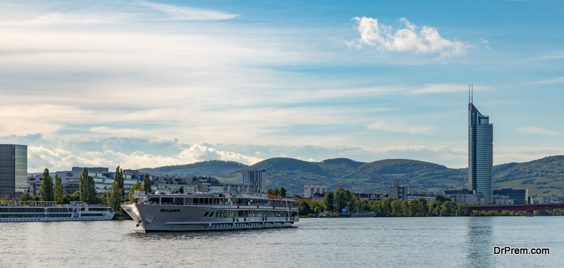 A-picture-of-Viennas-Danube-when-a-cruise-ship-is-passing-by
